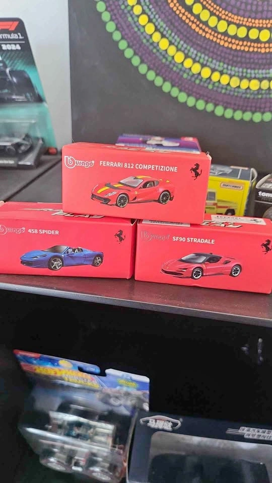 Bburago Ferrari Diecast Model Cars - 812 Competizione, 458 Spide