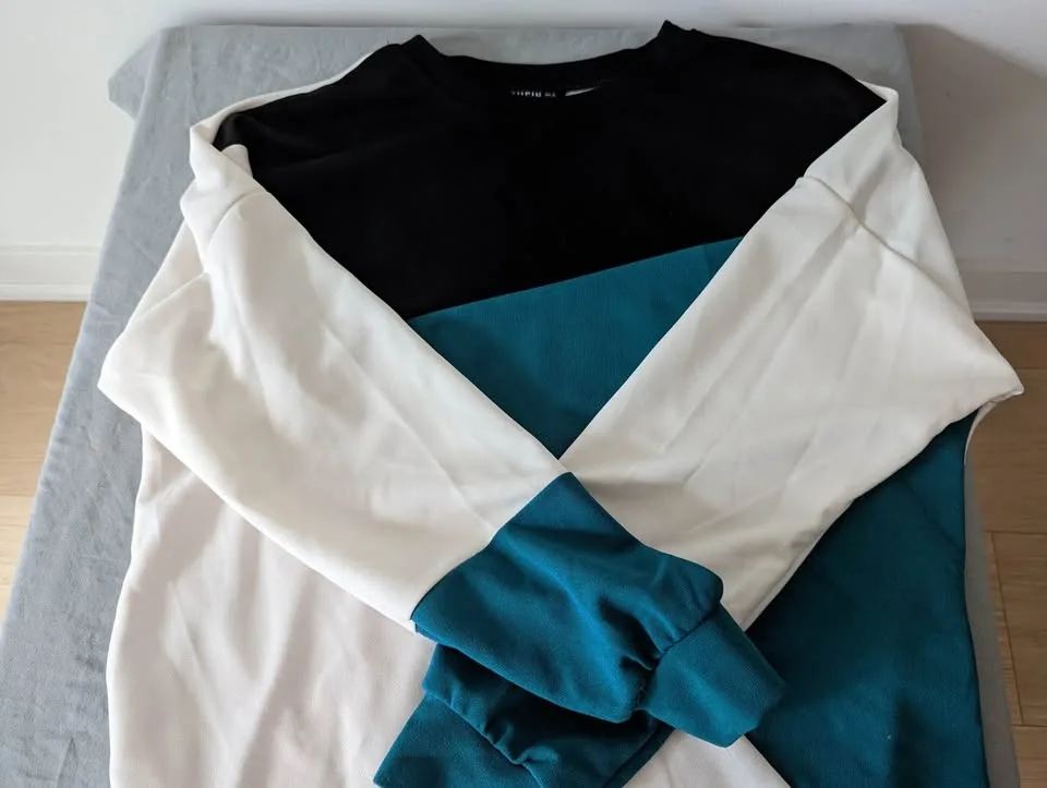 Shein Drop Shoulder Cut-and-Sew Pullover Size XS W thumbnail