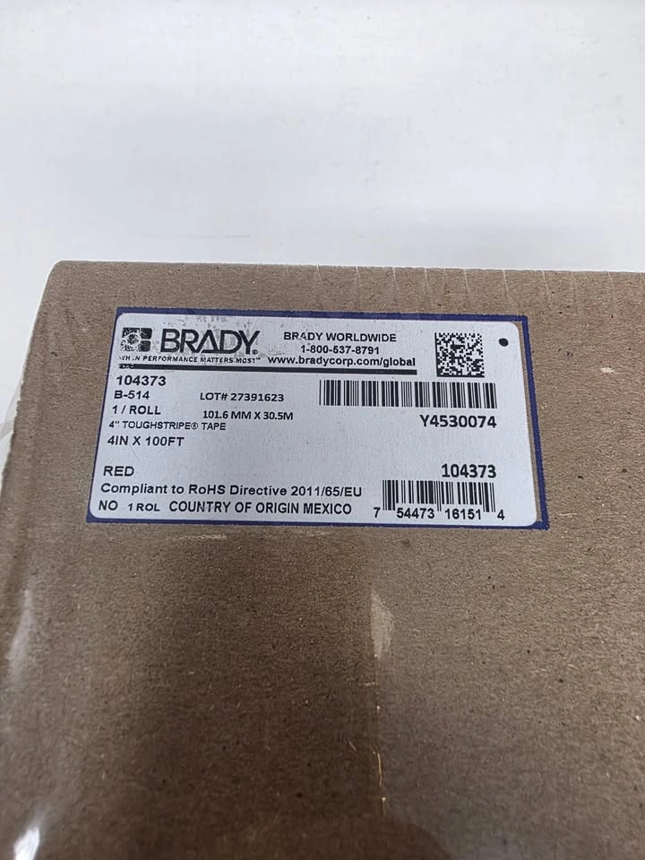 Brady 104373 Toughstripe Floor Marking Tape, RED, 4"x100ft - photo 2