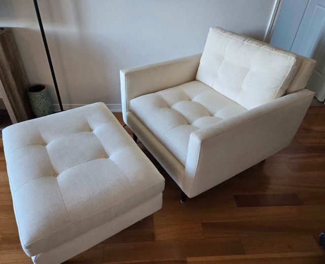 White Arm Chair and Foot Stool - photo 2