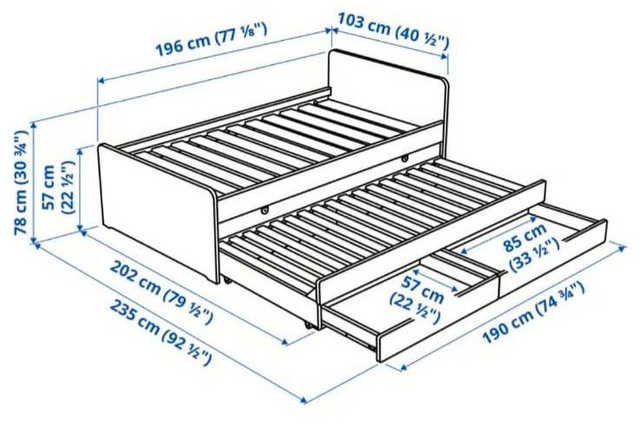 Twin Bed Frame w/ Pullout bed & storage & mattresses (like new) - photo 3