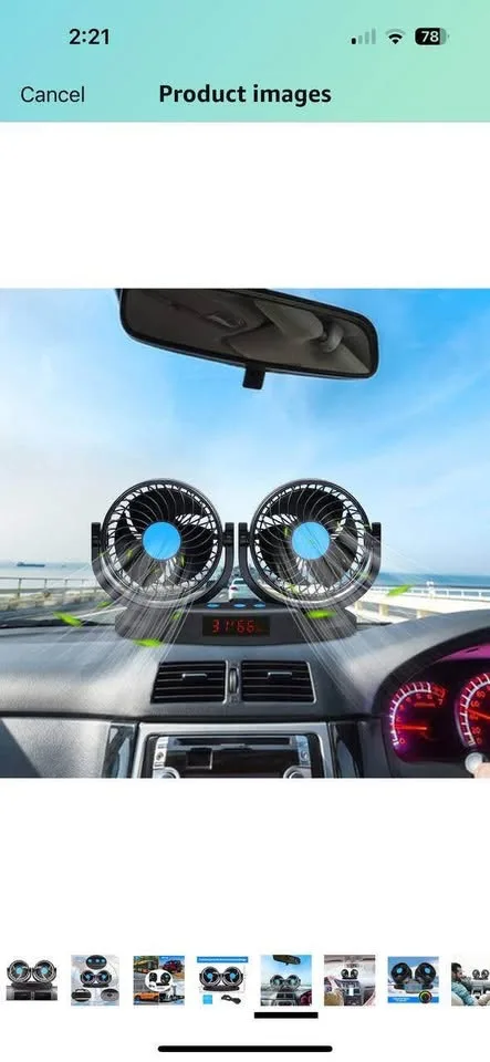 Car Dual Fan with Adjustable Heads image indicator(4)