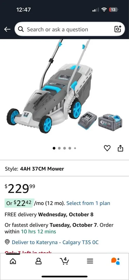 Cordless Electric Lawn Mower 40V with Battery & Charger image indicator(2)