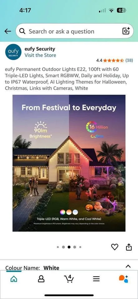 Eufy Outdoor Smart Lights 100ft RGBWW image indicator(3)