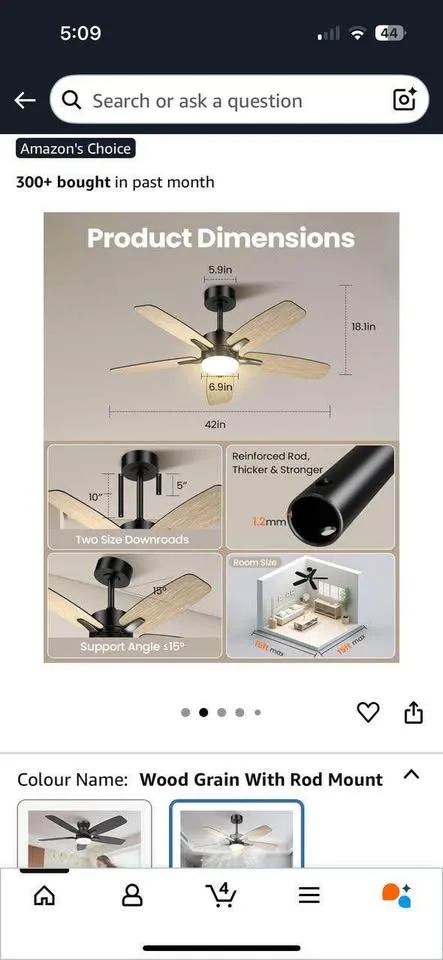Hisummer 42” ceiling fan with light and remote image indicator(3)