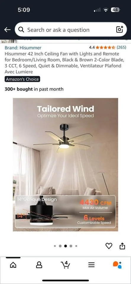 Hisummer 42” ceiling fan with light and remote image indicator(4)