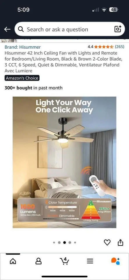 Hisummer 42” ceiling fan with light and remote image indicator(5)