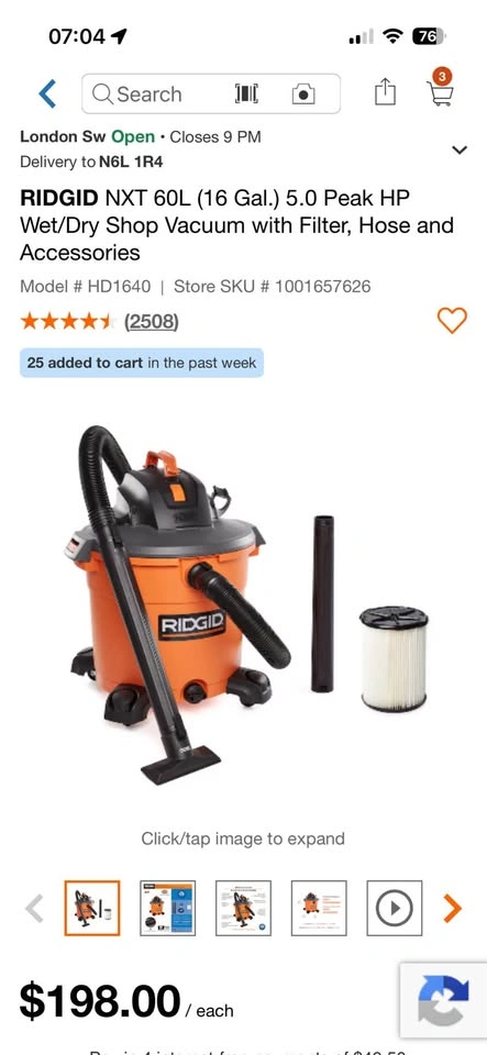 RIDGID NXT 16 Gal. 5.0 Peak HP Wet/Dry Shop Vacuum - photo 2