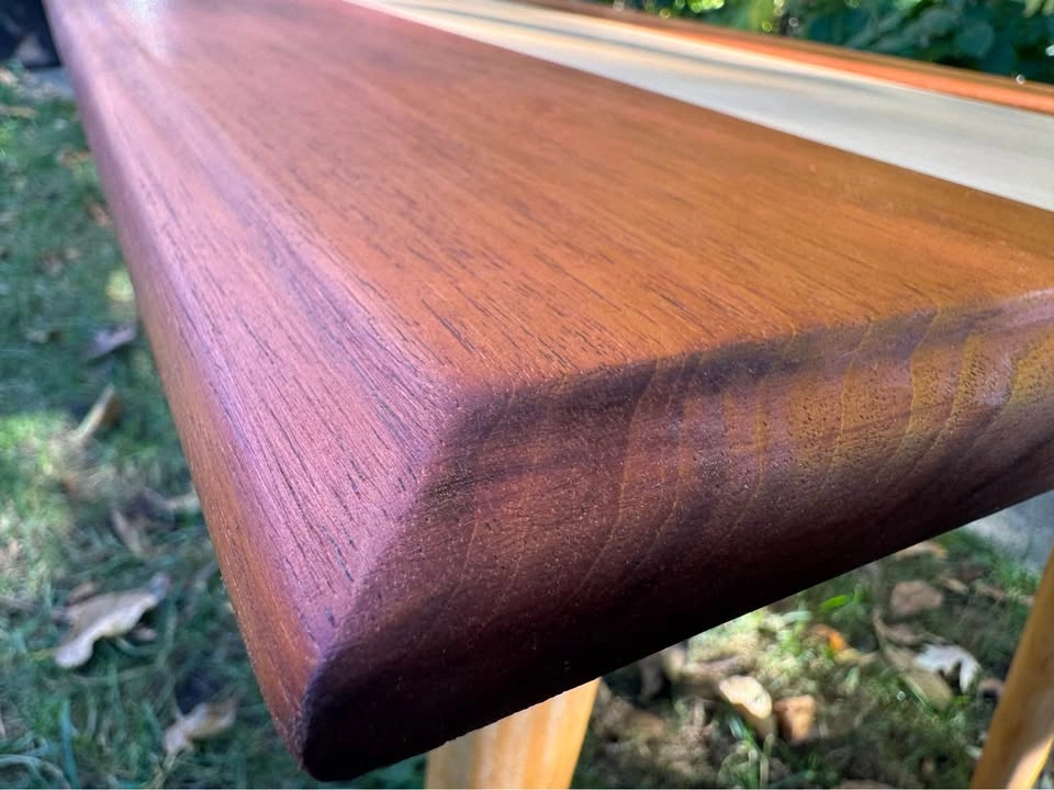 MCM Solid Cherry & Maple Striped Table | Small Space Friendly - photo 4