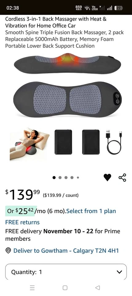 3-IN-1 Electric Lumbar Support Pillow