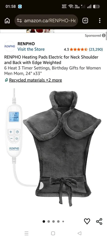 RENPHO Electric Heating Pad for Neck, Shoulder, and Back