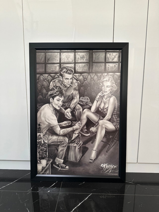 Framed art print “Icon Tattoo Corner” by James Danger Harvey