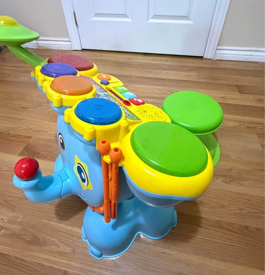 Moving Sale - Elephant drum set with sticks and stool - photo 2