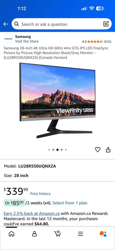 MOVE OUT SALE Samsung 28-Inch 4K UHD Monitor LU28R550UQNXZA - photo 2