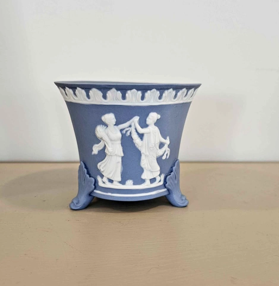Vintage Neoclassical Jasperware Footed Planter Posey Pot