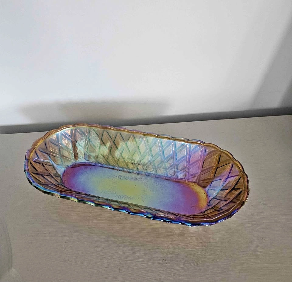 1970s Indiana Glass Oblong Dish - Pretzel Pattern