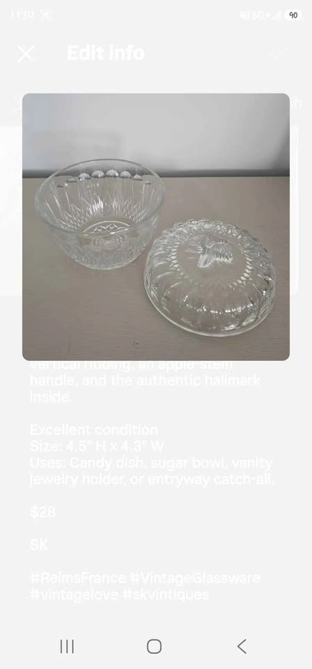 1960's pressed glass lidded dish - photo 2