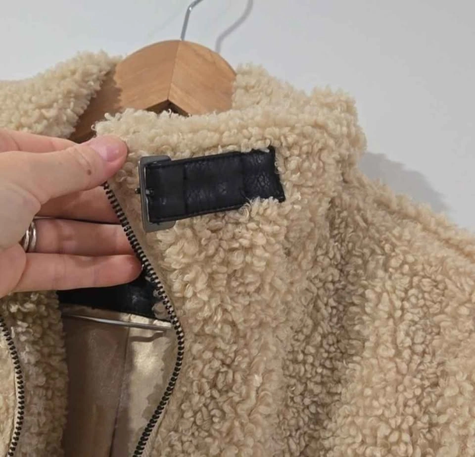 Steve Madden Tan Teddy Sherpa Jacket with Black Trim - photo 4