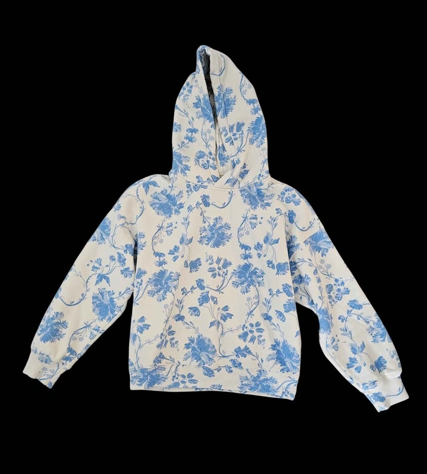Abercrombie & Fitch Cream Hoodie with Light Blue Floral Print - photo 2