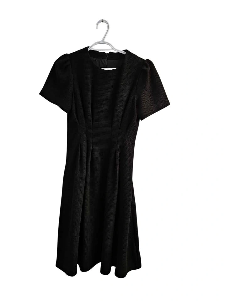 Black Tweed Midi Fit-and-Flare Dress