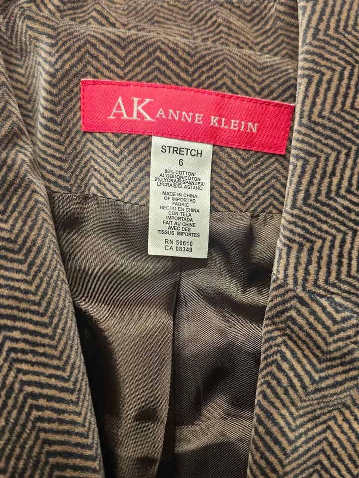 Anne Klein Brown Velvet Herringbone Blazer - photo 3