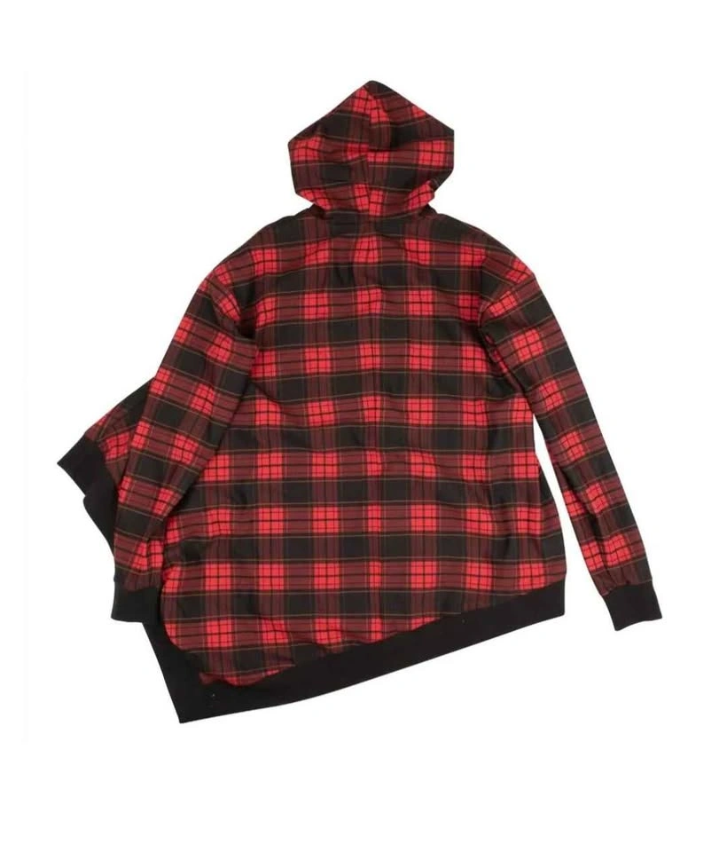 Red & Black Plaid Hooded Zip Parka Jacket - photo 2