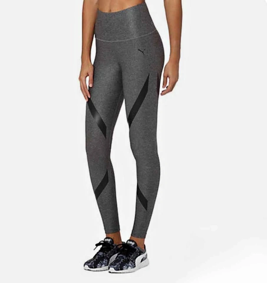 Puma Gray High-Waist Chevron Accent Leggings