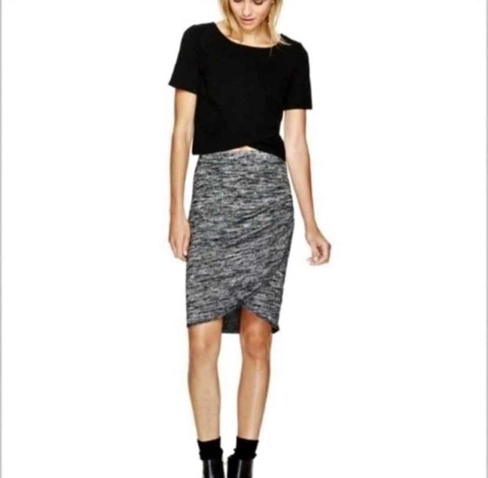 Wilfred Black/Gray Tulip Wrap Midi Skirt