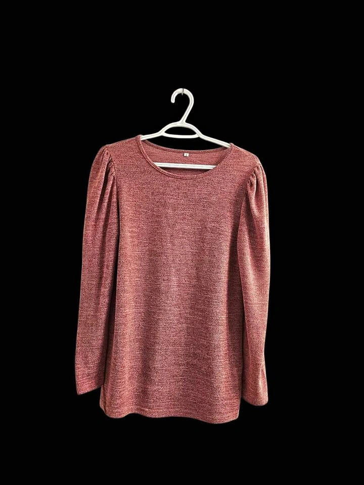 Women's Long-Sleeve Crew Neck Top in Dusty Rose