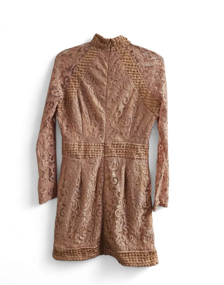 Pretty Little Thing Dusty Rose Lace Long Sleeve Dress - photo 2