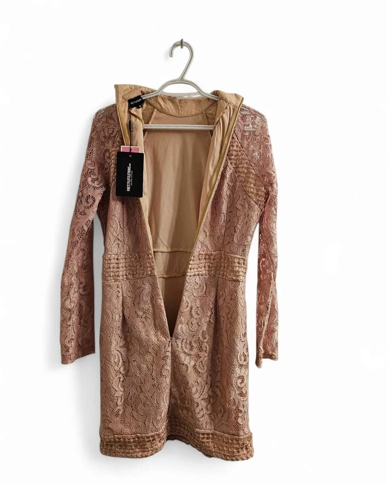 Pretty Little Thing Dusty Rose Lace Long Sleeve Dress - photo 3