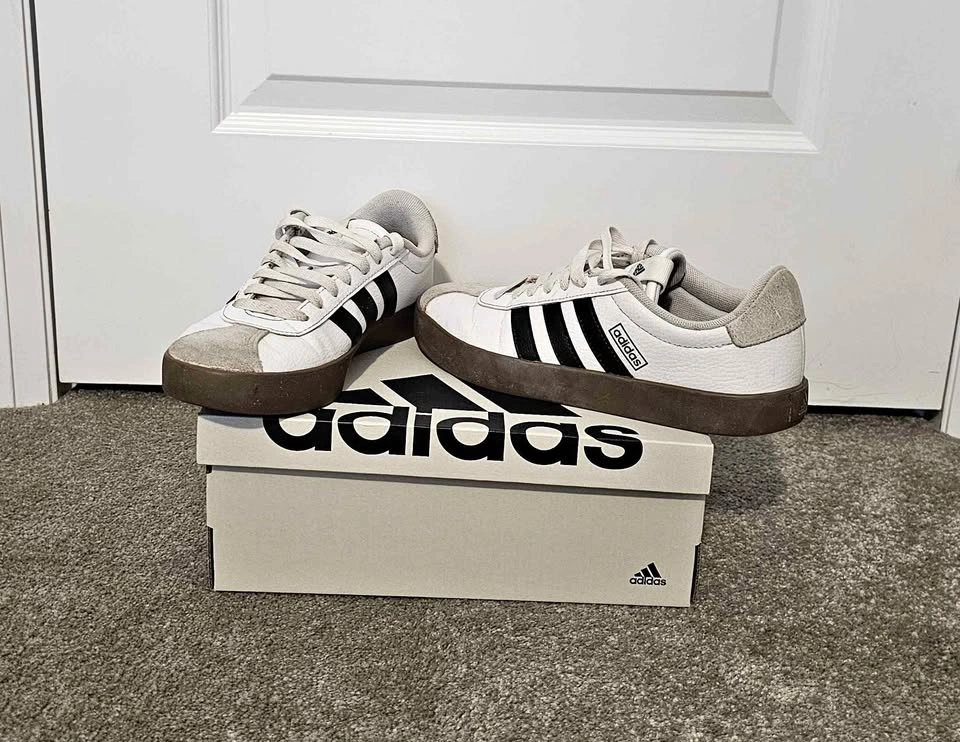 Adidas White and Black VL Court 3.0 Low-Top Sneakers