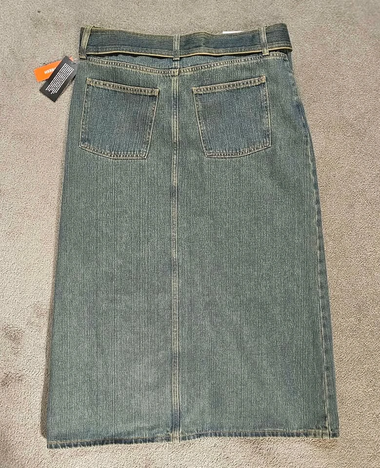 Denim Midi Skirt with Belt - photo 2
