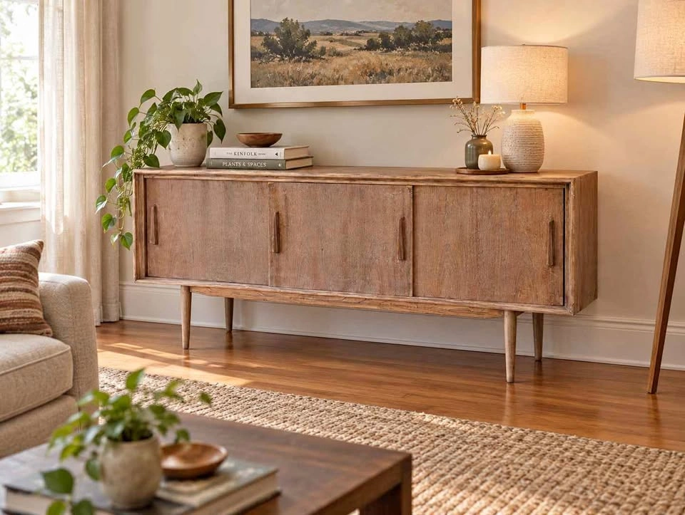 Mid Century modern TV stand, Vintage Deilcraft Walnut Sideboard