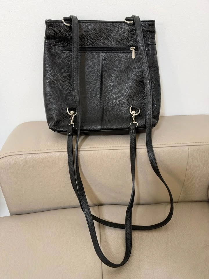 New Leather Convertible Bag – Tote & Backpack, Black - photo 4