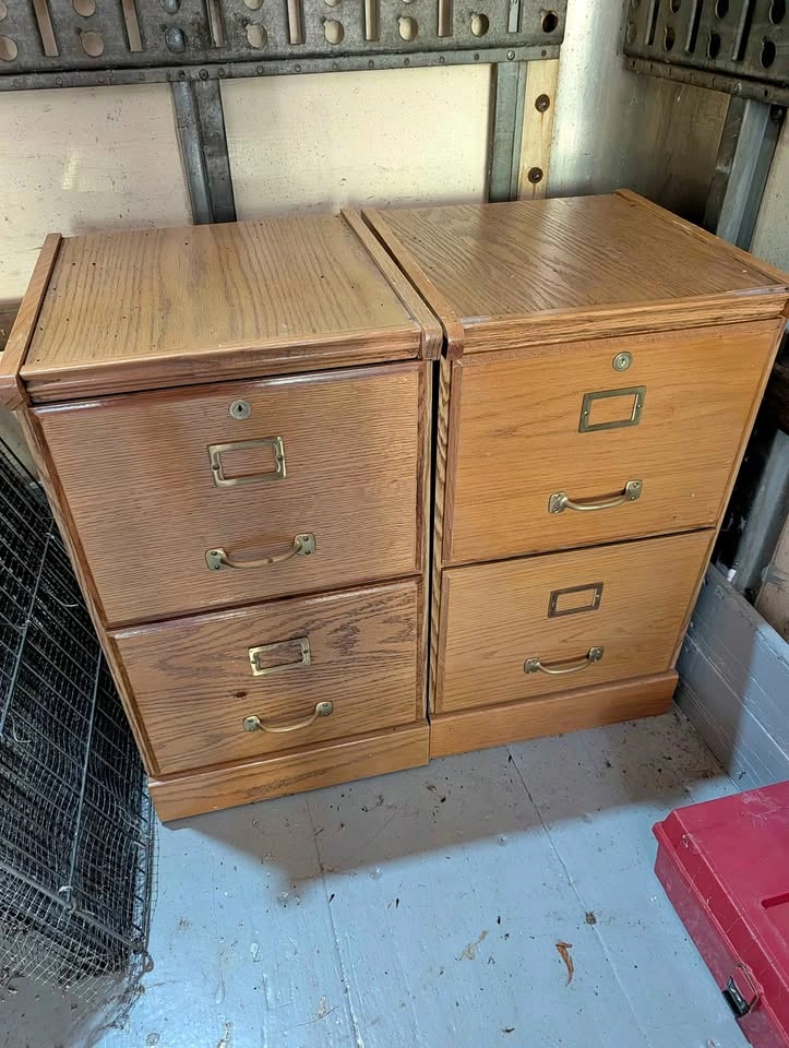 2 matching wood filling cabinets