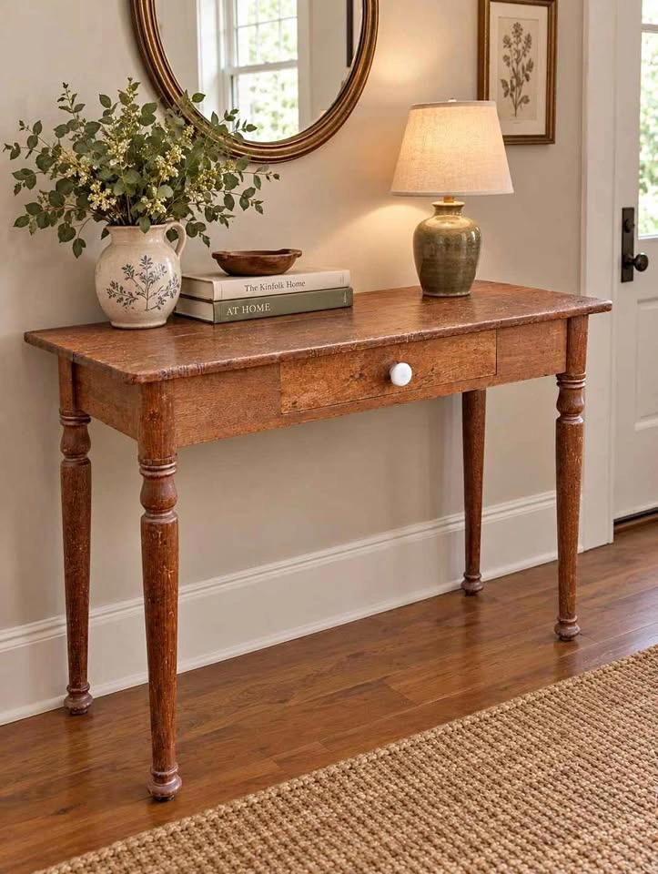 antique farmhouse table with drawer