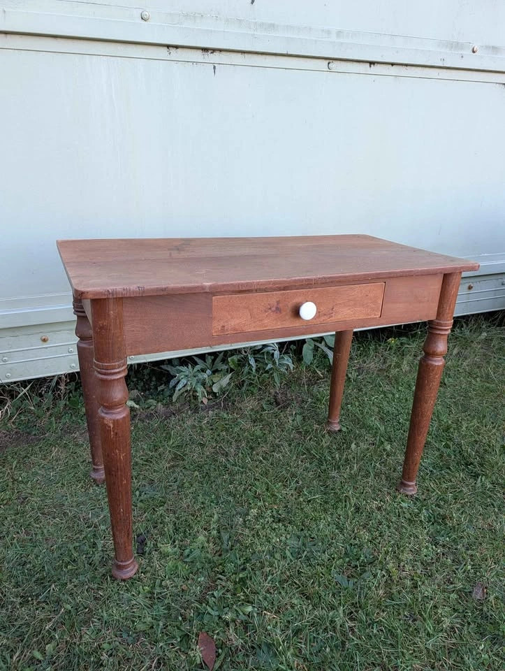 antique farmhouse table with drawer - photo 2