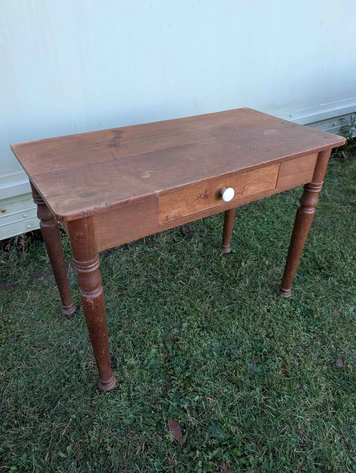 antique farmhouse table with drawer - photo 4