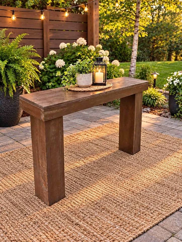 Handmade solid wood console table, entry table