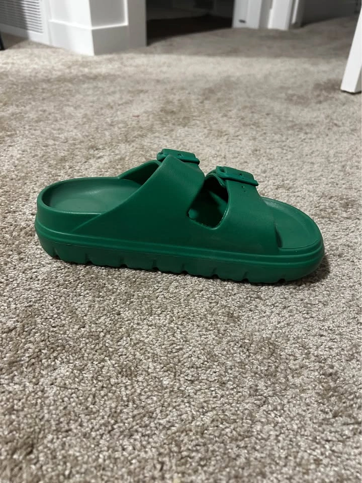 Green Double Buckle Slides size 7 - photo 3