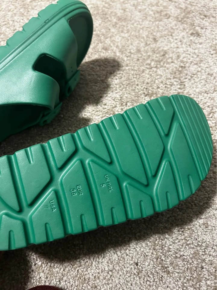 Green Double Buckle Slides size 7 - photo 4