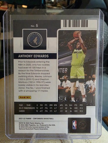 Anthony Edwards #5 2021-22 Panini Contenders Game Ticket Red - photo 2