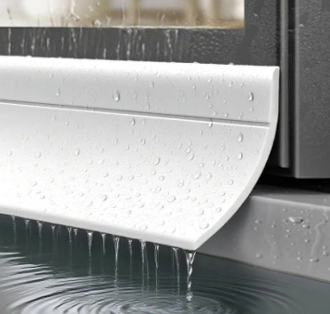 Window Sill Rain Deflector - Water Barrier (White, 1 Meter) 2Pcs