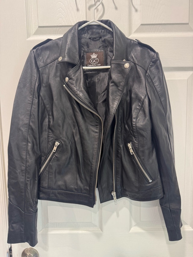 Galerie en Cuir Women's Black Leather Biker Jacket L