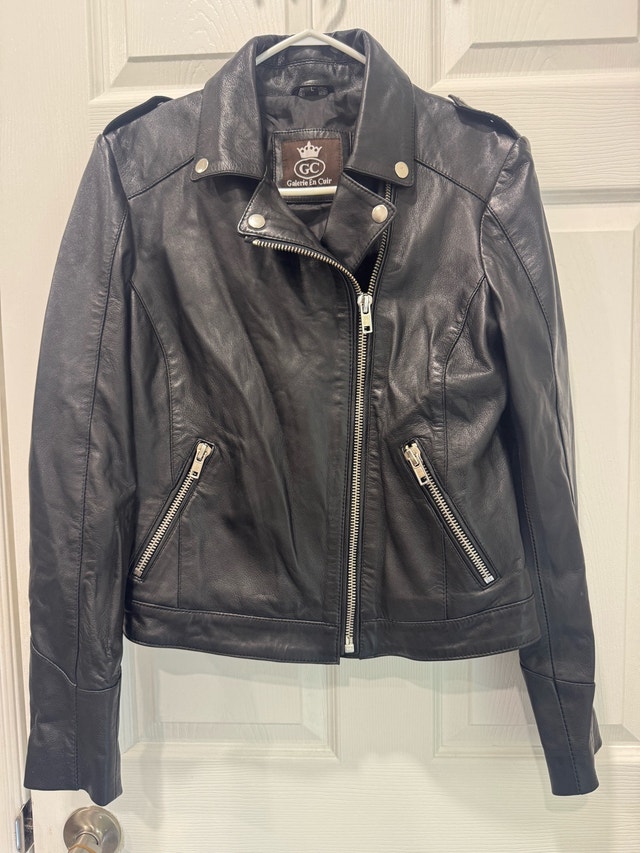 Galerie en Cuir Women's Black Leather Biker Jacket L - photo 5