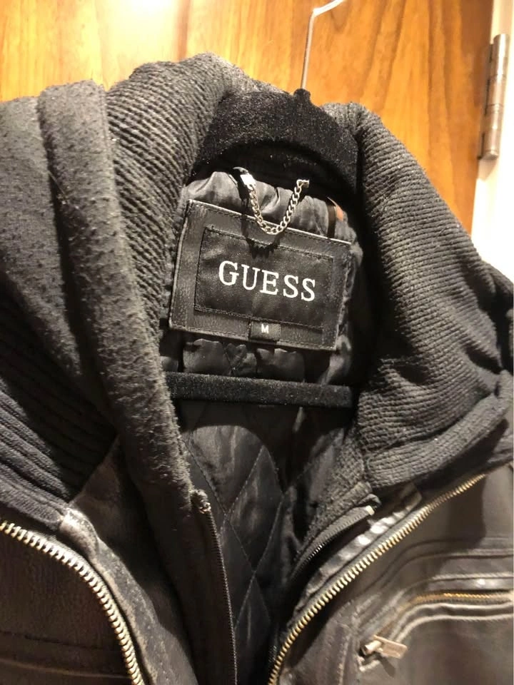 Men’s Guess Leather w/ Detachable Hoodie Jacket Sz M - photo 2