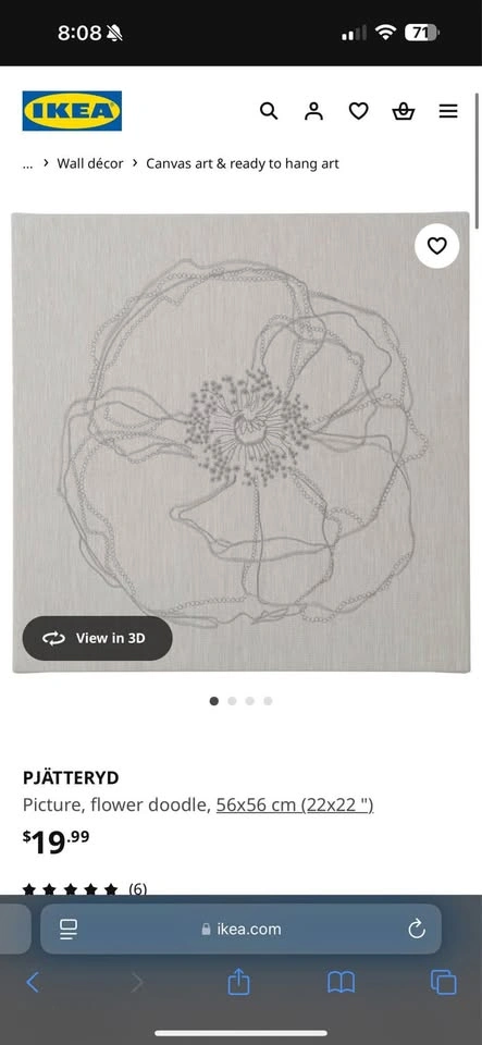 IKEA Framed PJÄTTERYD Picture, flower doodle - BNIB - photo 5