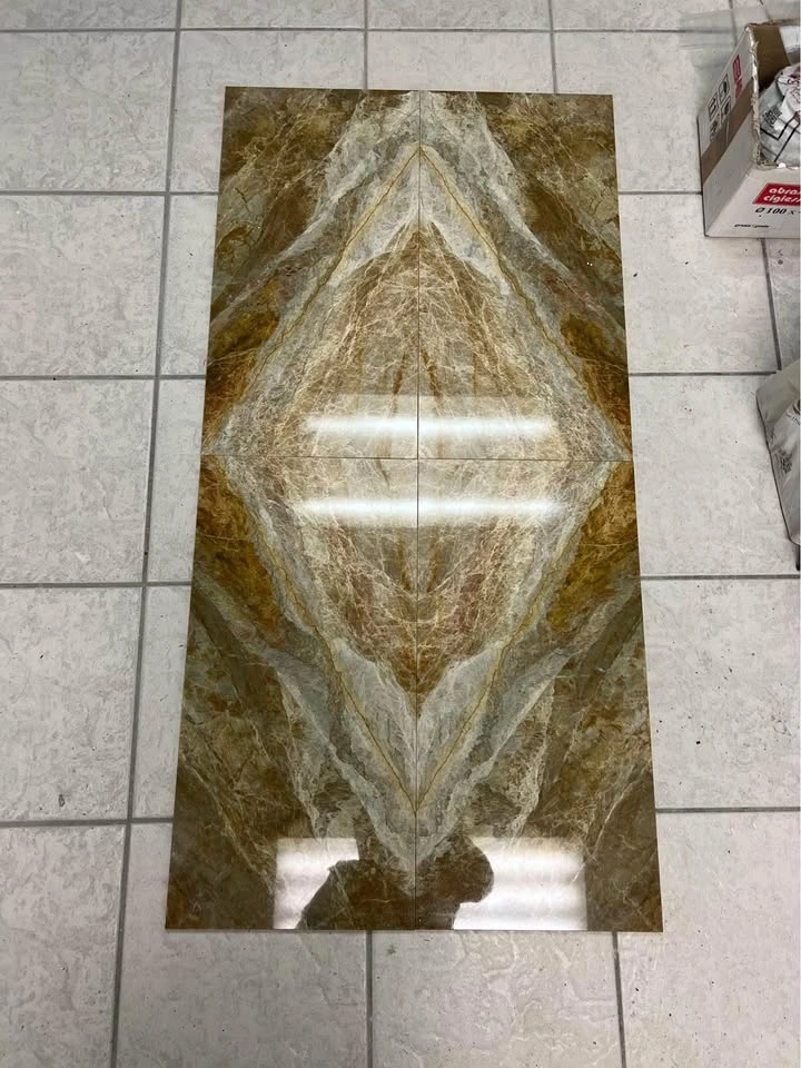 Matching designer stone tiles - 3 different patterned set of 4 - photo 3