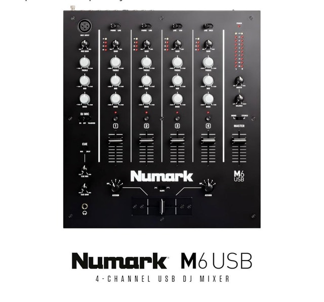 Numark M6 USB Professional 4-channel DJ Audio Mixer